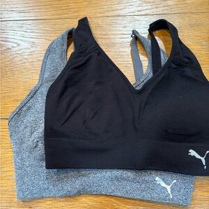 Puma Black and Gray Sports Bras Medium Support